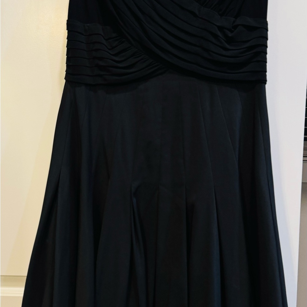 Adrianna Papell Black Maxi Dress with Pleated Bodice